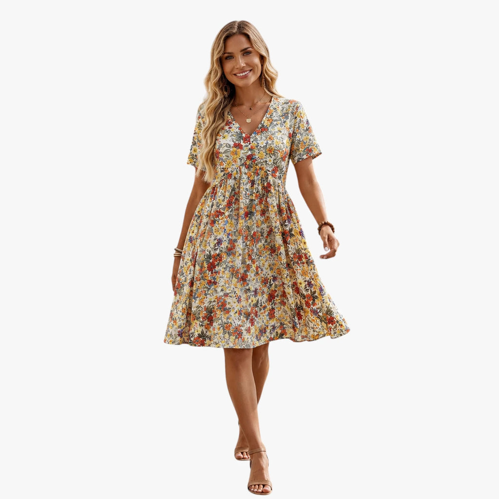 Dame Boheme Mini Sommerkjole med Blomster