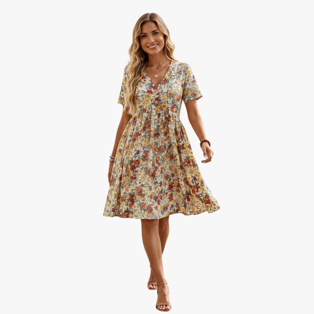 Dame Boheme Mini Sommerkjole med Blomster