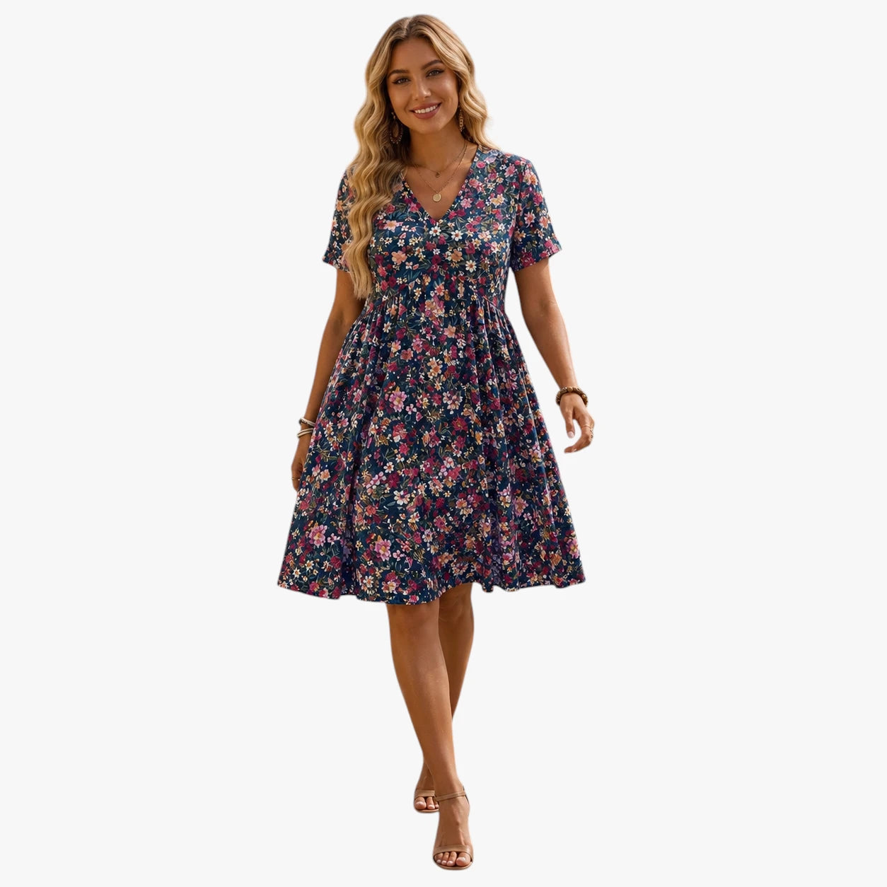 Dame Boheme Mini Sommerkjole med Blomster
