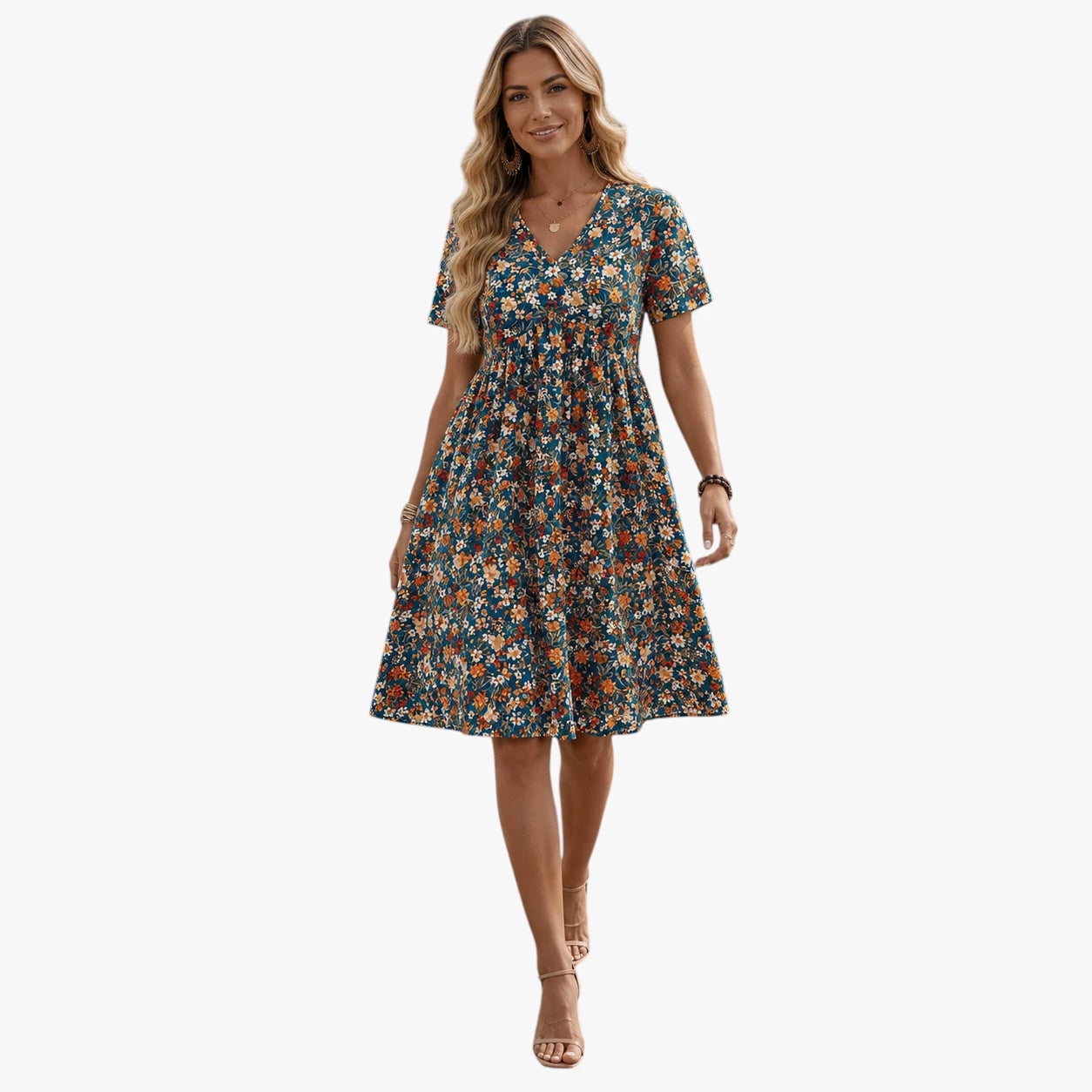 Dame Boheme Mini Sommerkjole med Blomster