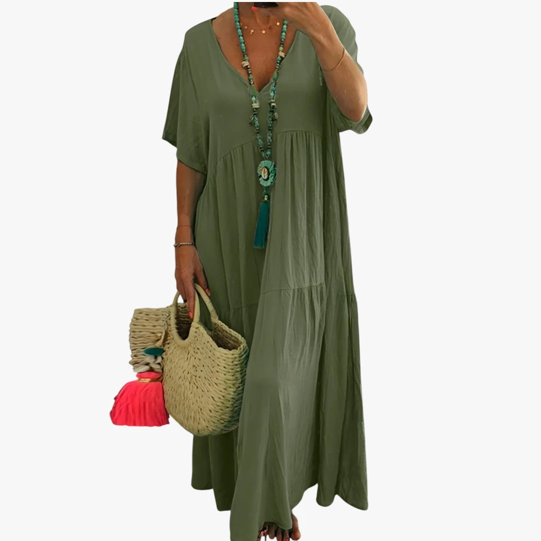 Dame Boho Maxi Sommerkjole med V-hals