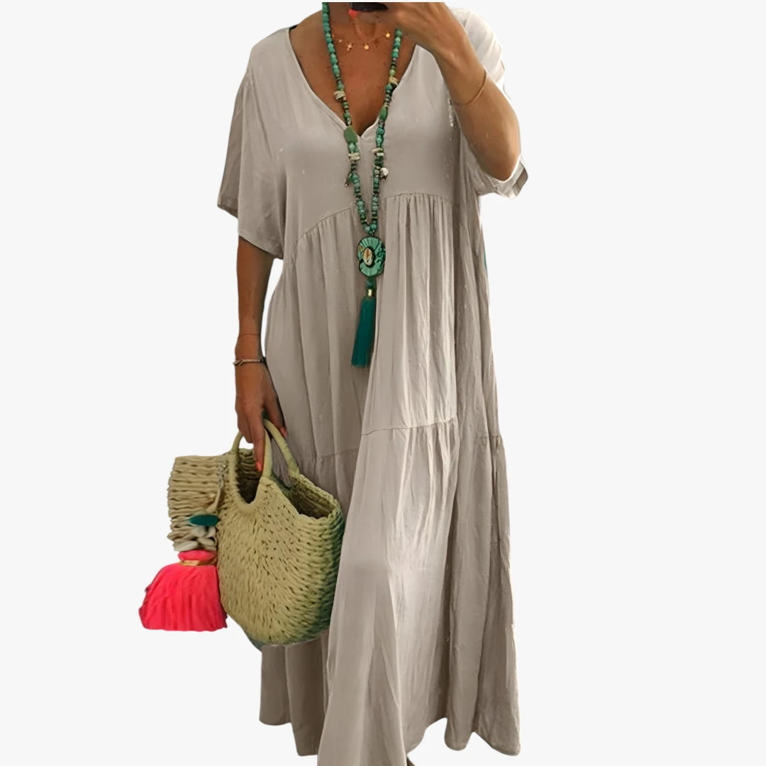 Dame Boho Maxi Sommerkjole med V-hals