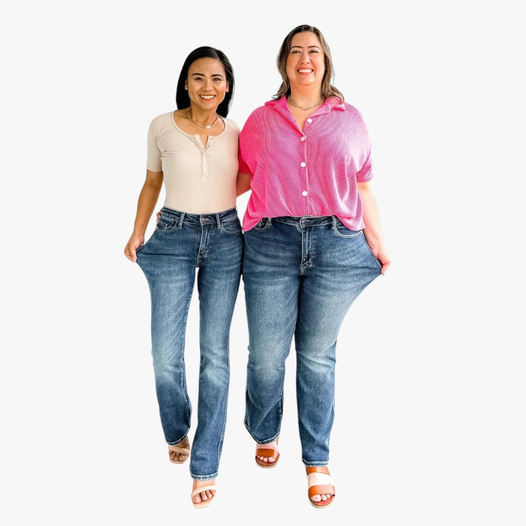 Dame Bootcut Jeans med Stretch og Lommer