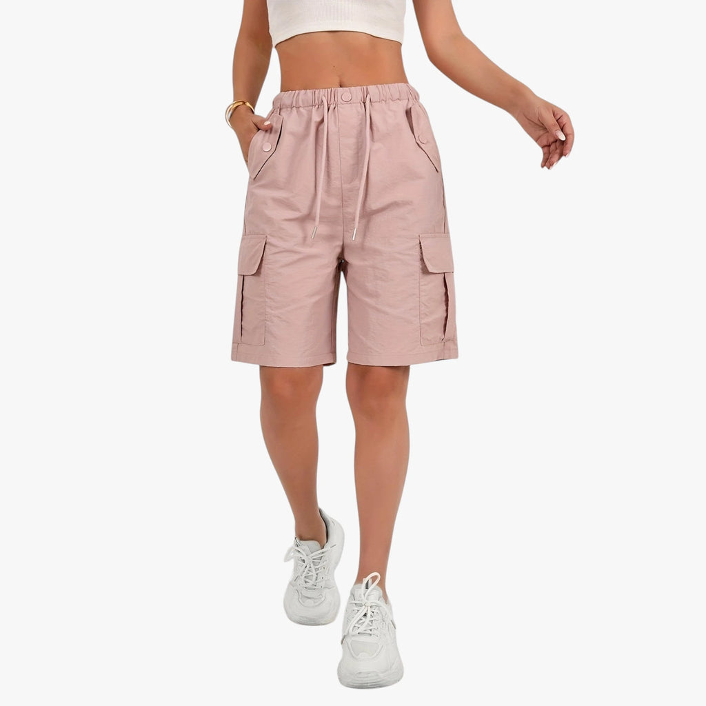 Dame Cargo Shorts med Snoretræk og Lommer
