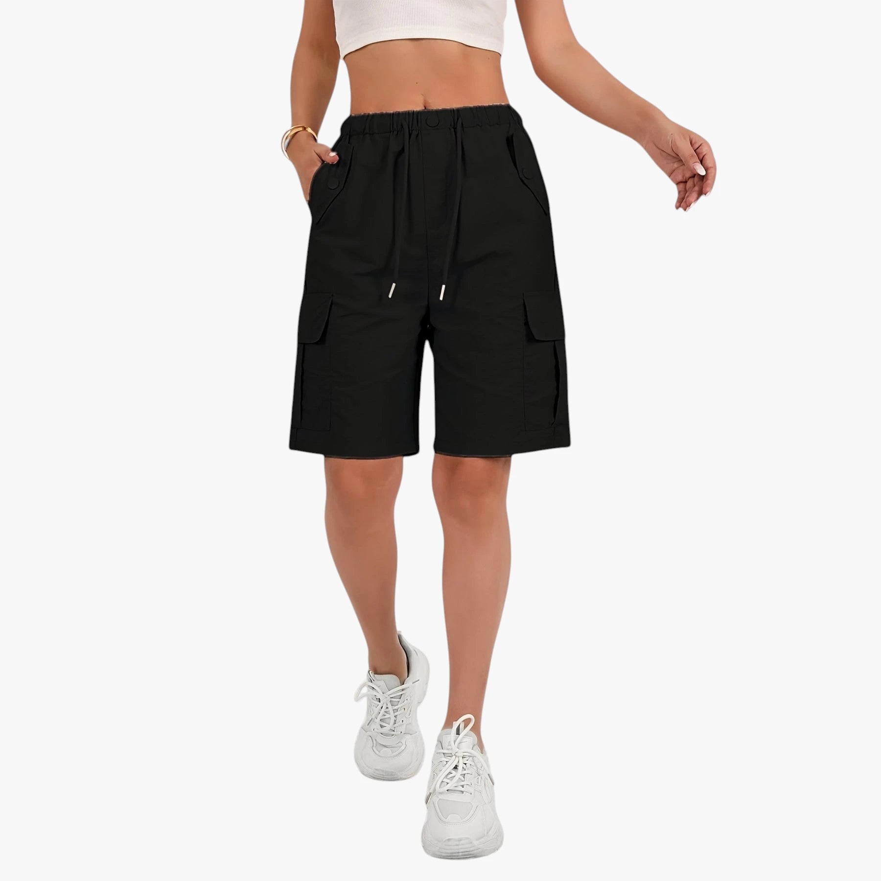 Dame Cargo Shorts med Snoretræk og Lommer