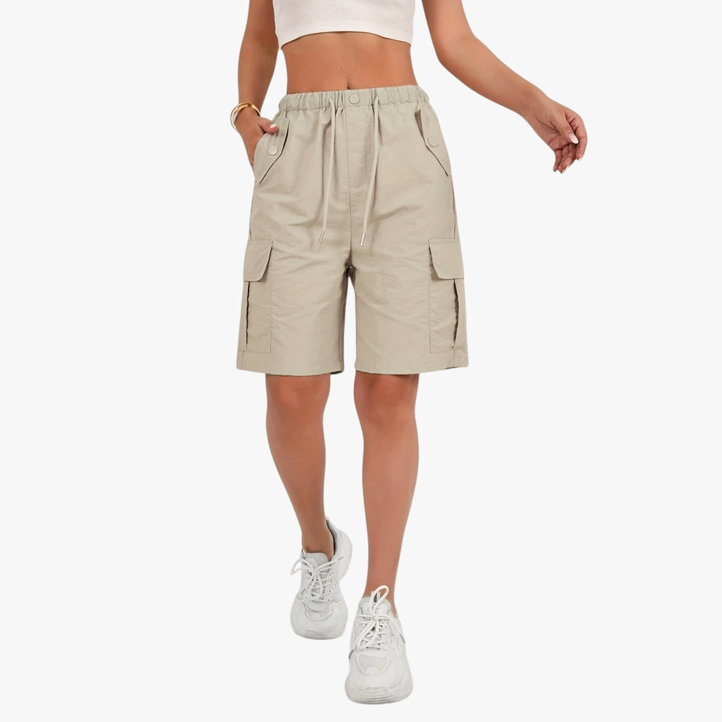 Dame Cargo Shorts med Snoretræk og Lommer