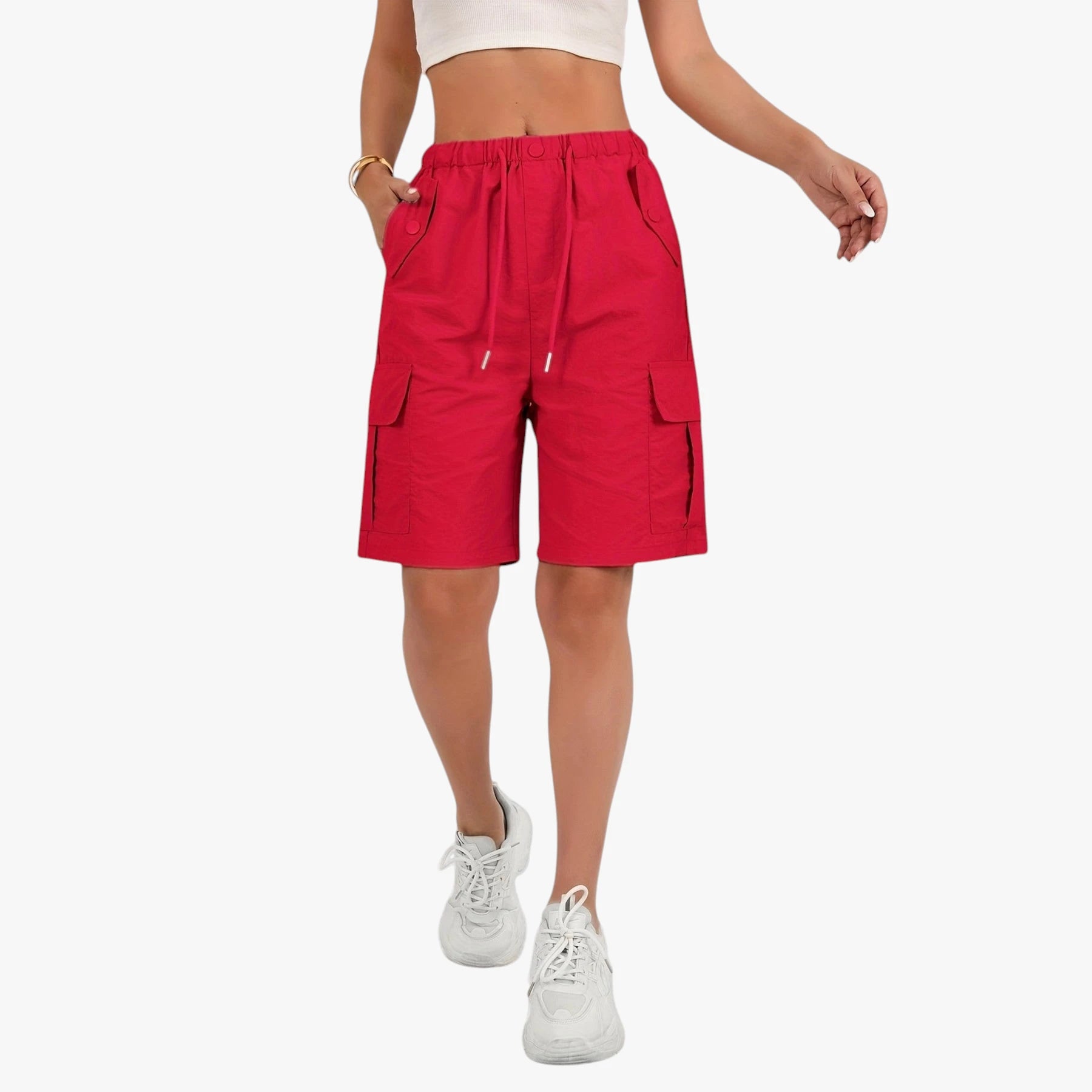 Dame Cargo Shorts med Snoretræk og Lommer