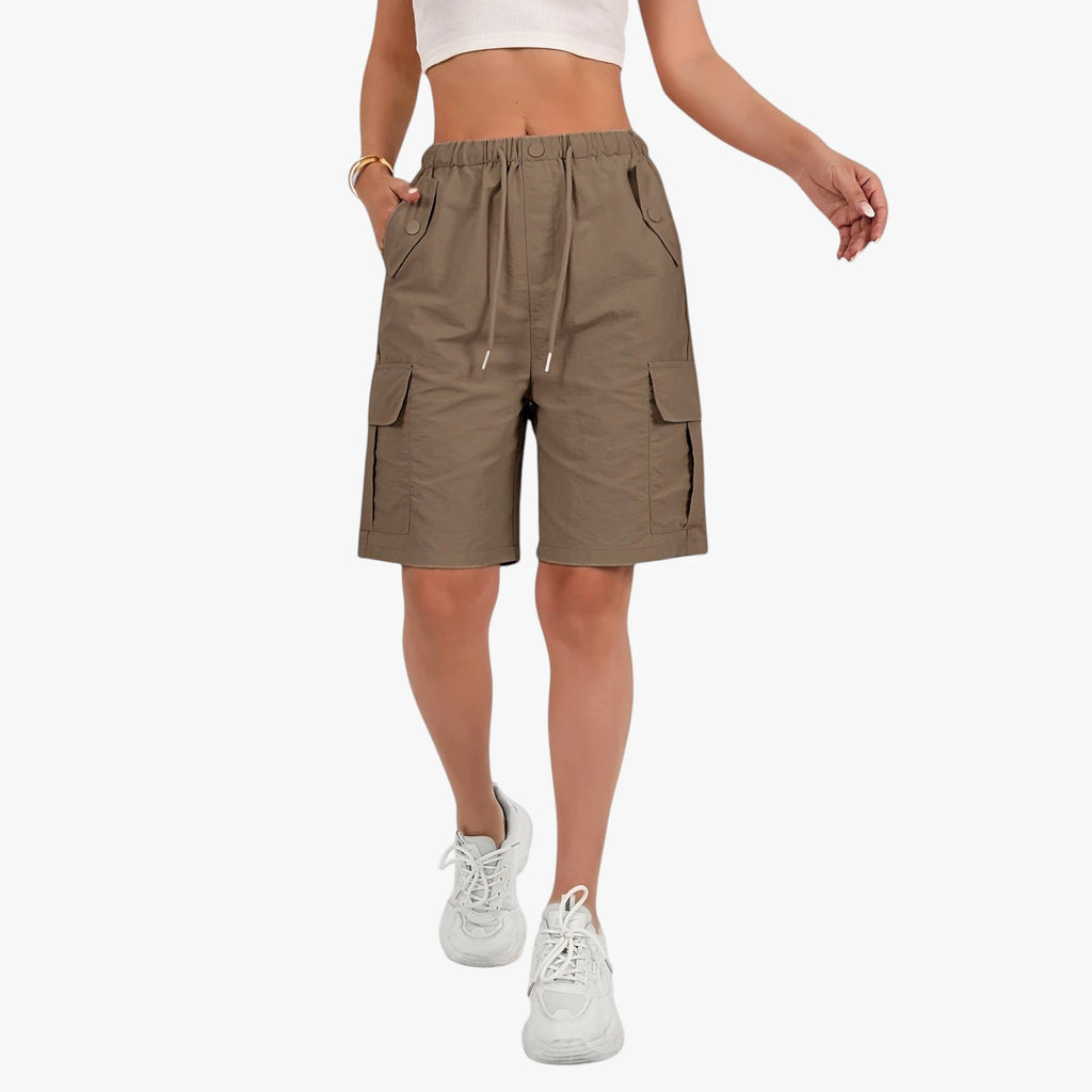Dame Cargo Shorts med Snoretræk og Lommer