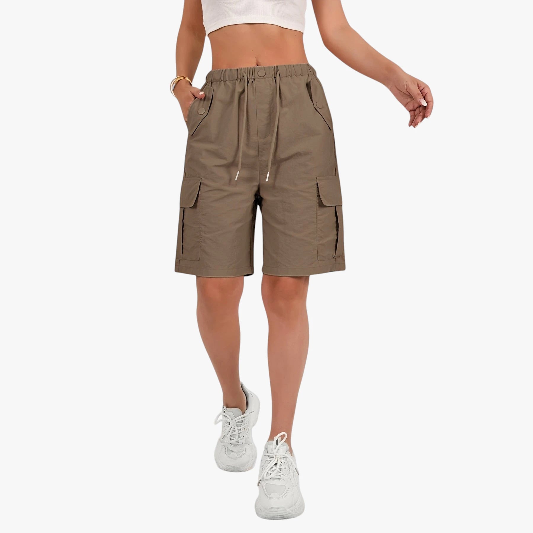Dame Cargo Shorts med Snoretræk og Lommer