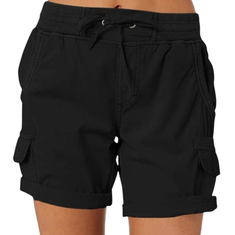 Dame Cargo Vandre Shorts med Lommer og Knapper