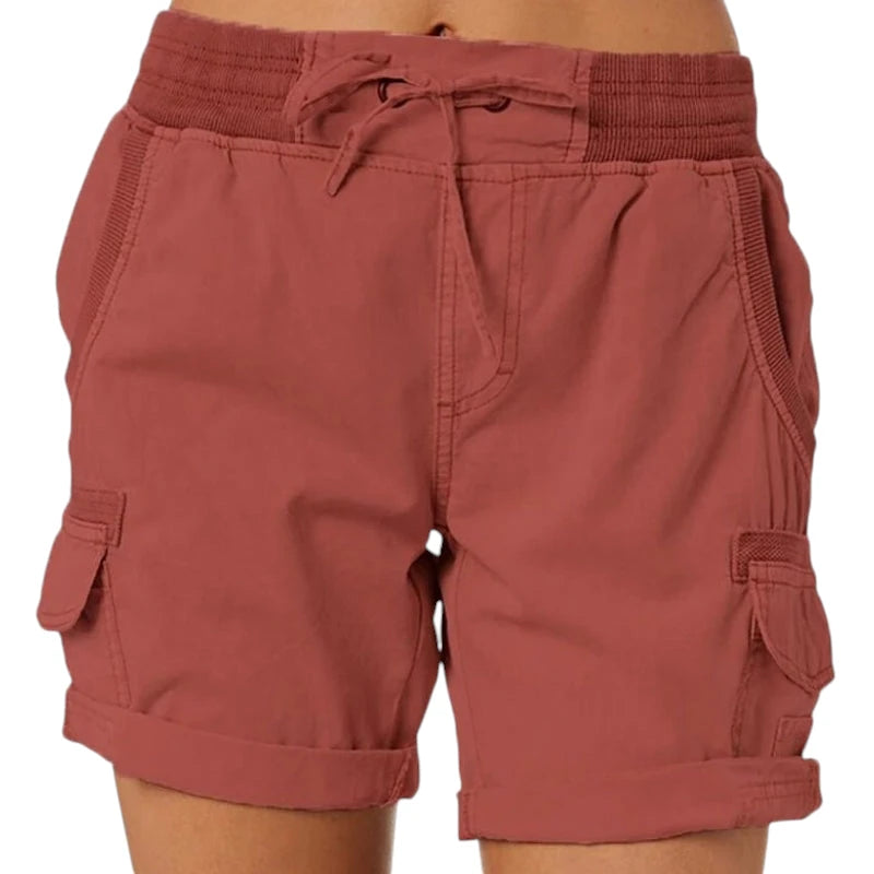 Dame Cargo Vandre Shorts med Lommer og Knapper