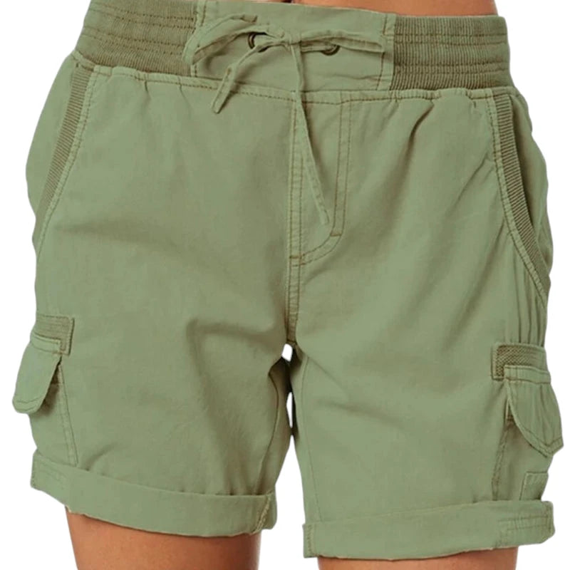 Dame Cargo Vandre Shorts med Lommer og Knapper