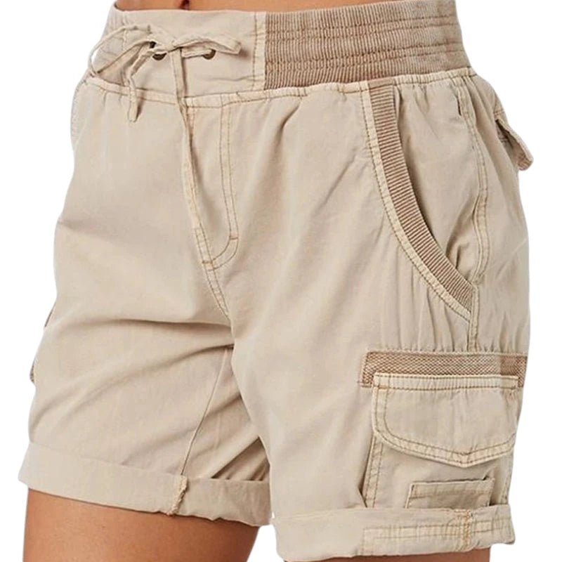 Dame Cargo Vandre Shorts med Lommer og Knapper