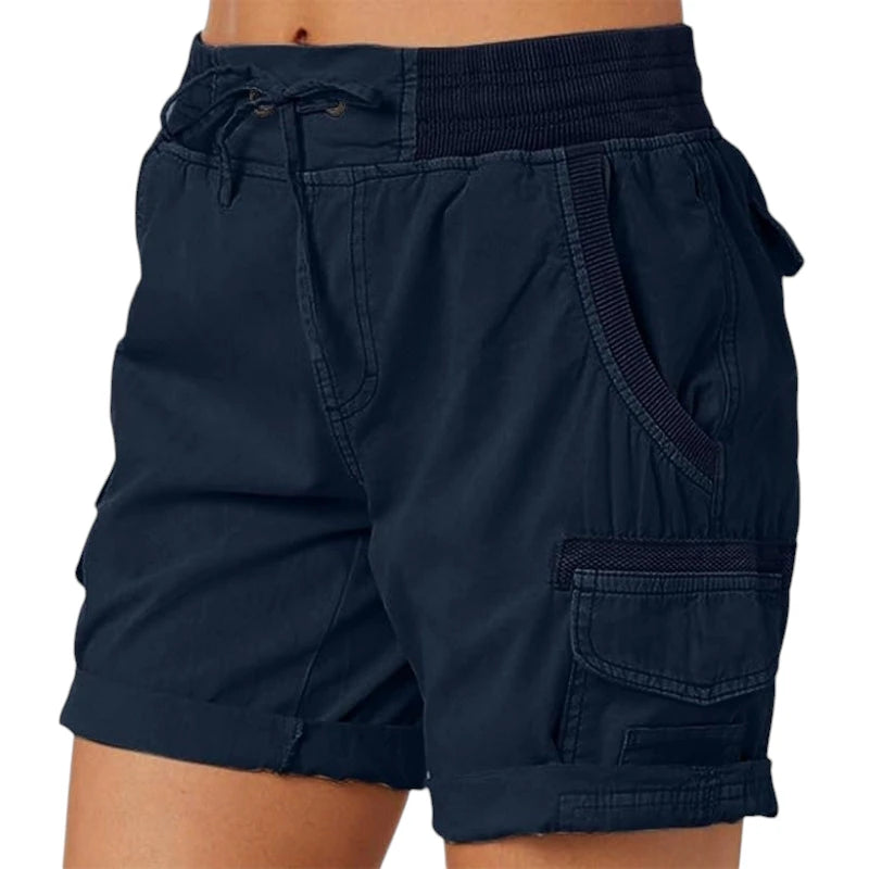 Dame Cargo Vandre Shorts med Lommer og Knapper