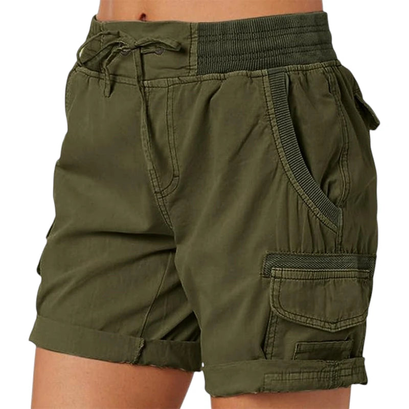Dame Cargo Vandre Shorts med Lommer og Knapper