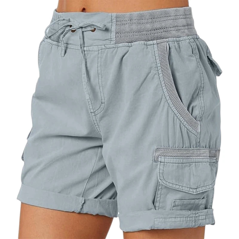Dame Cargo Vandre Shorts med Lommer og Knapper