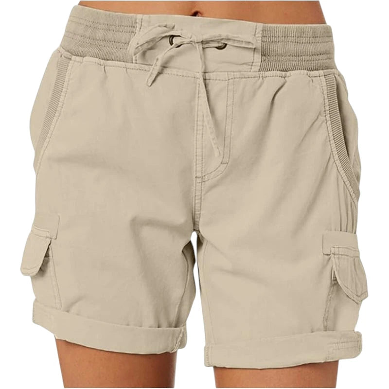 Dame Cargo Vandre Shorts med Lommer og Knapper