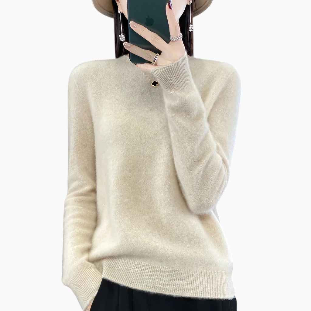 Dame Casual Sweater med Rund Hals