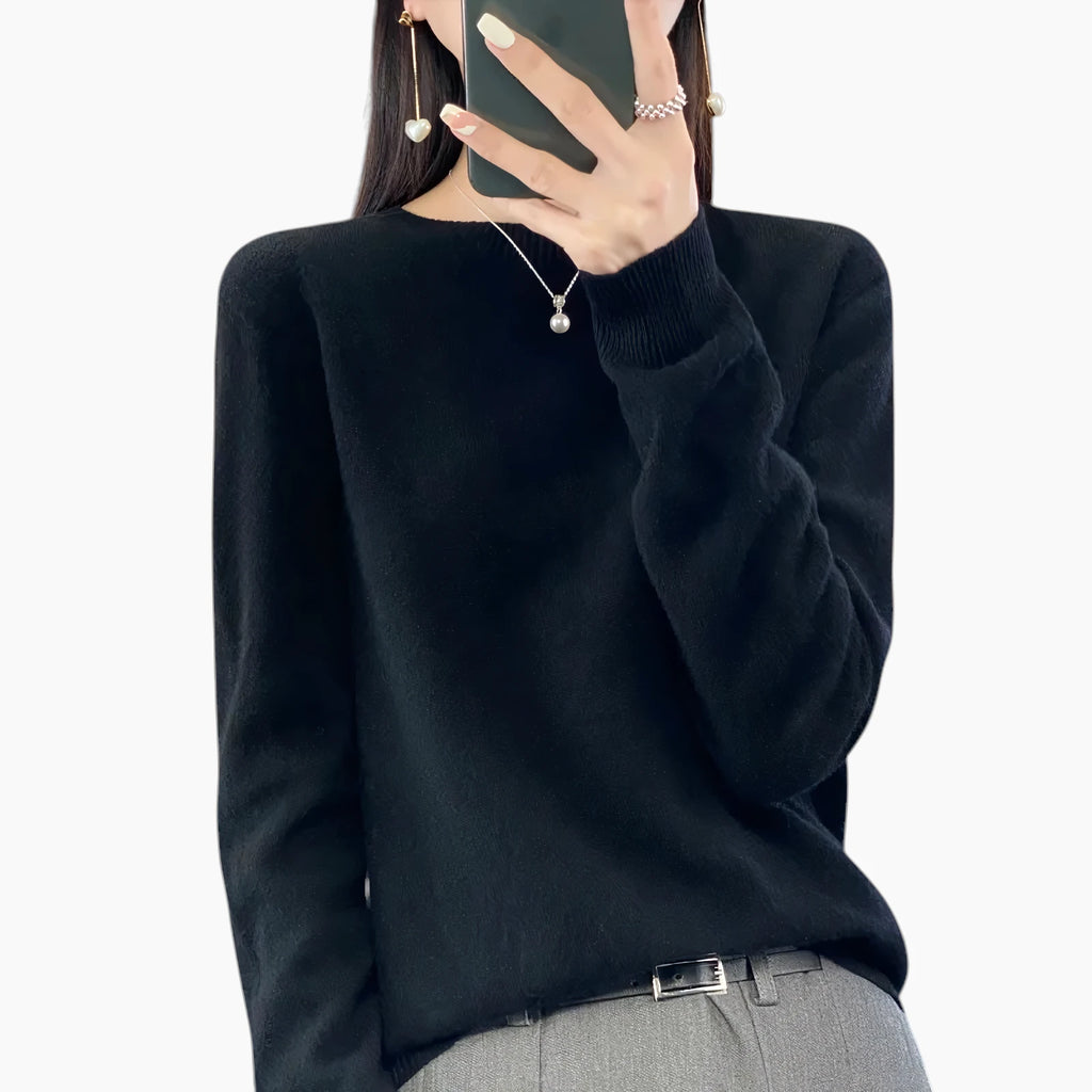 Dame Casual Sweater med Rund Hals