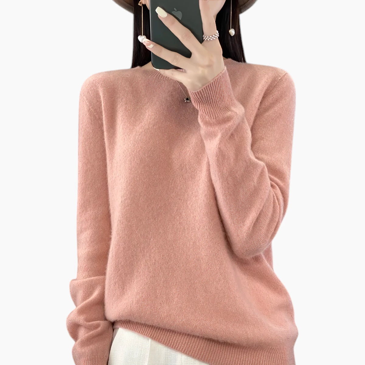Dame Casual Sweater med Rund Hals
