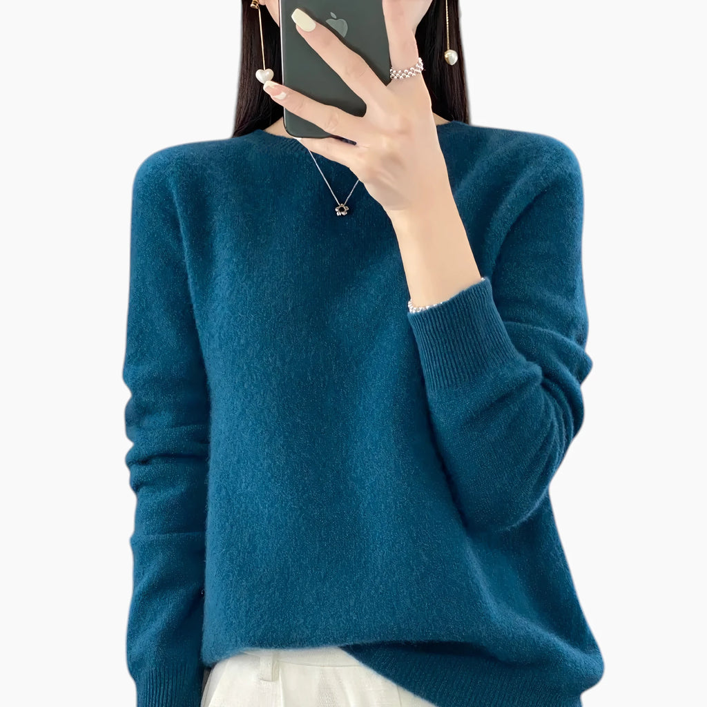 Dame Casual Sweater med Rund Hals
