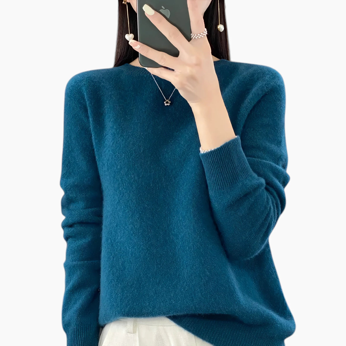 Dame Casual Sweater med Rund Hals