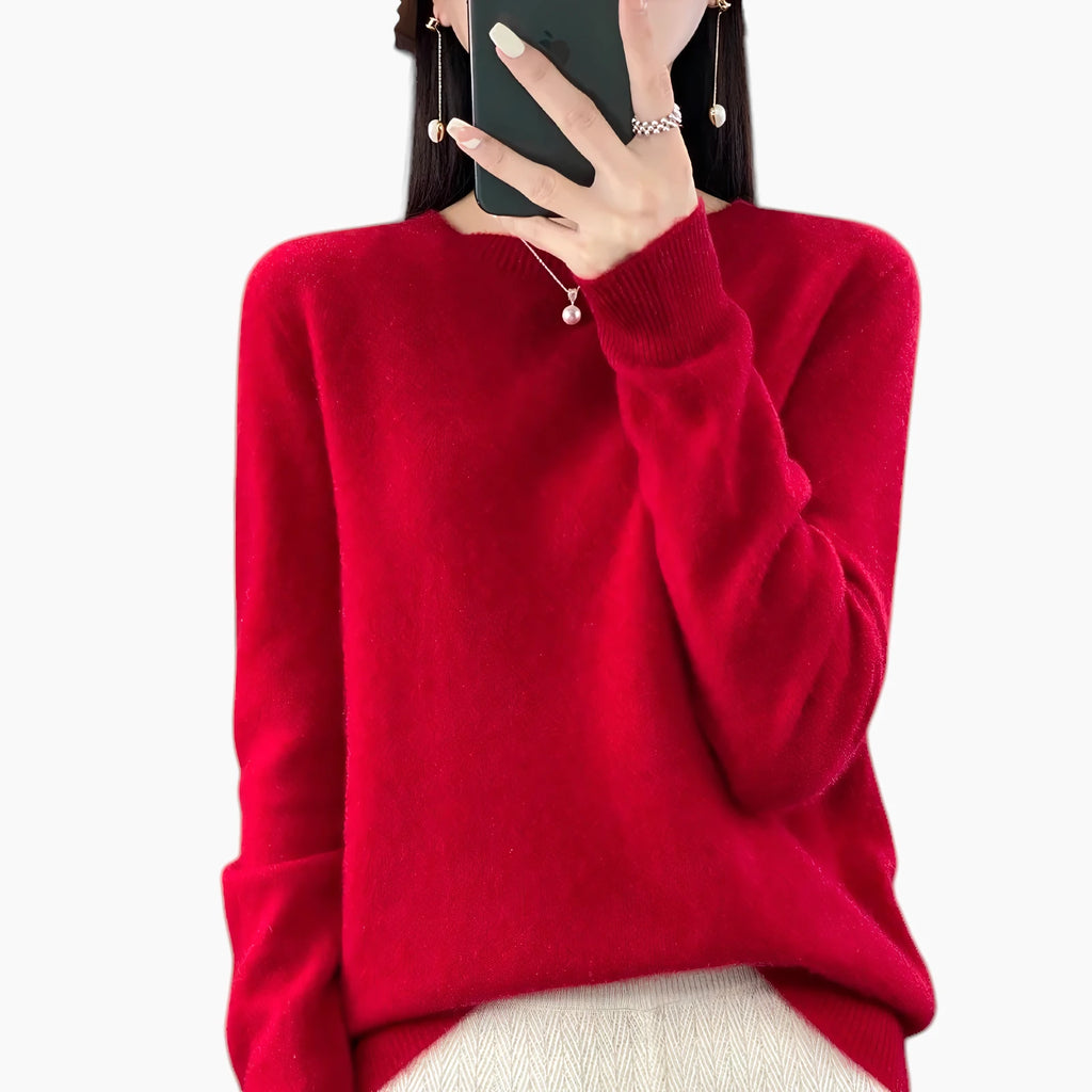 Dame Casual Sweater med Rund Hals