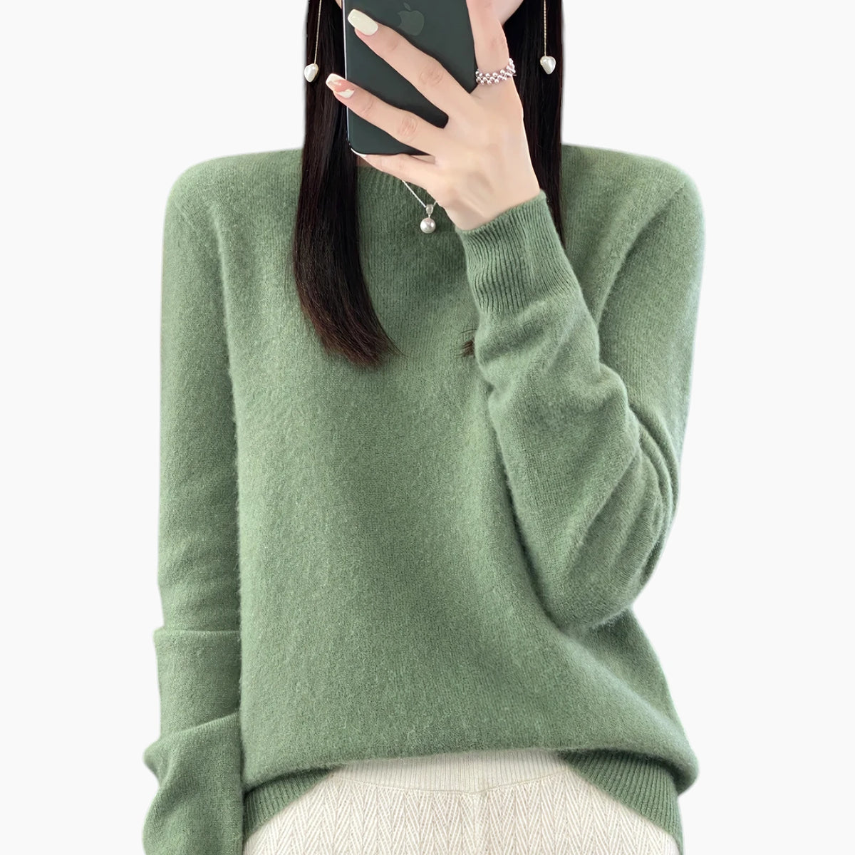 Dame Casual Sweater med Rund Hals
