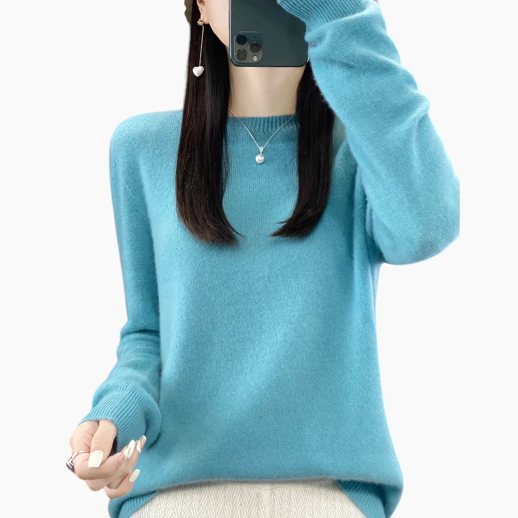 Dame Casual Sweater med Rund Hals