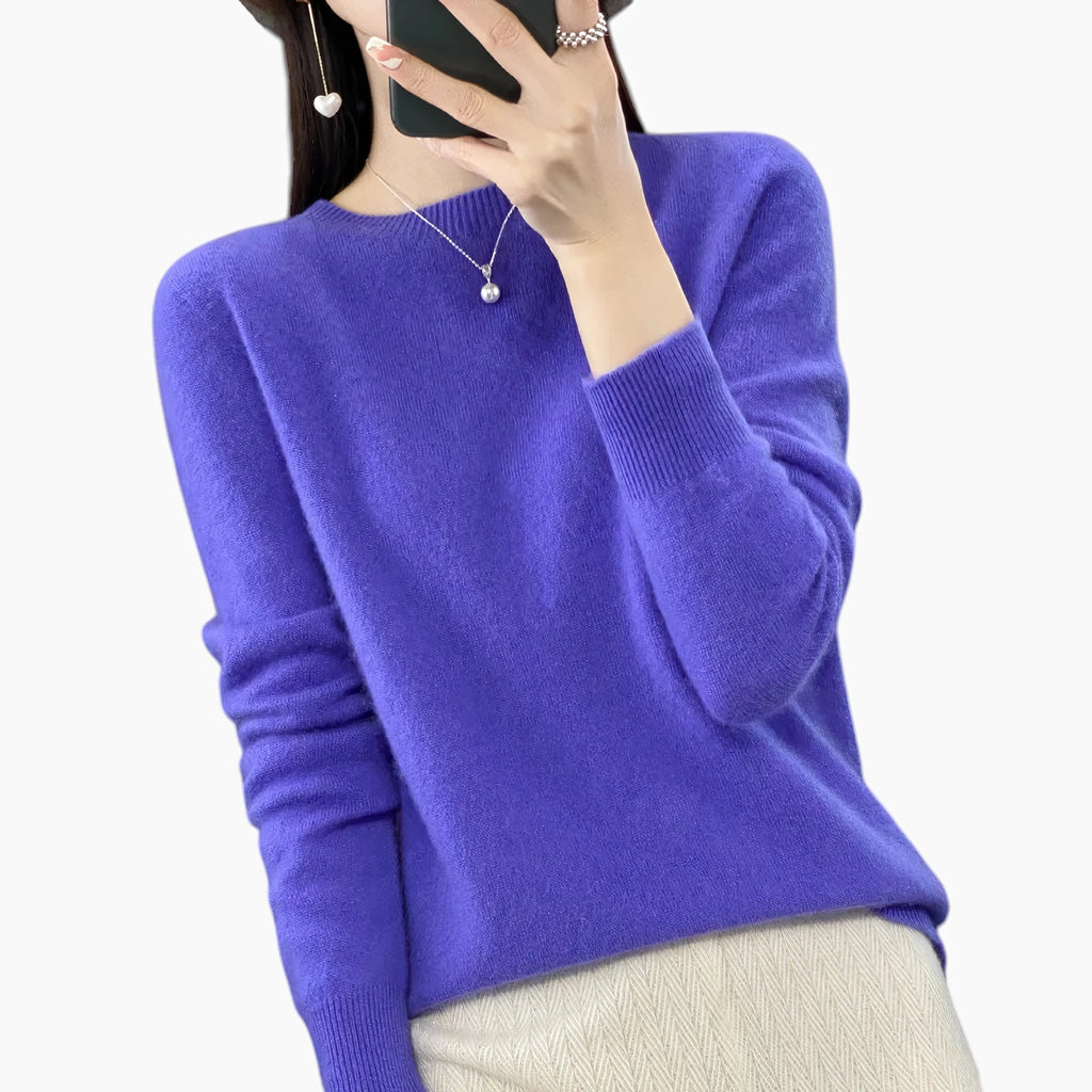 Dame Casual Sweater med Rund Hals