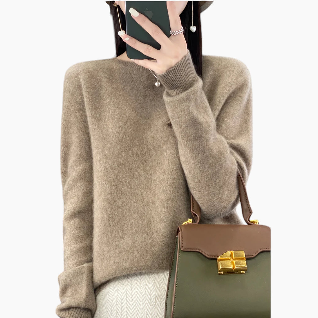 Dame Casual Sweater med Rund Hals