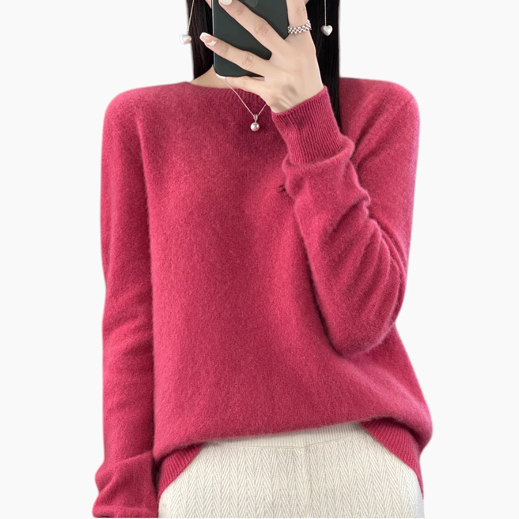 Dame Casual Sweater med Rund Hals