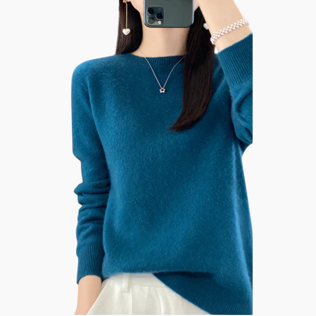 Dame Casual Sweater med Rund Hals