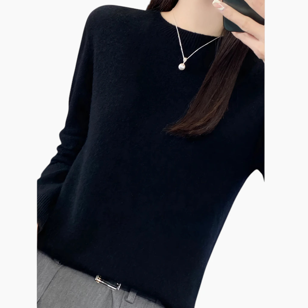 Dame Casual Sweater med Rund Hals