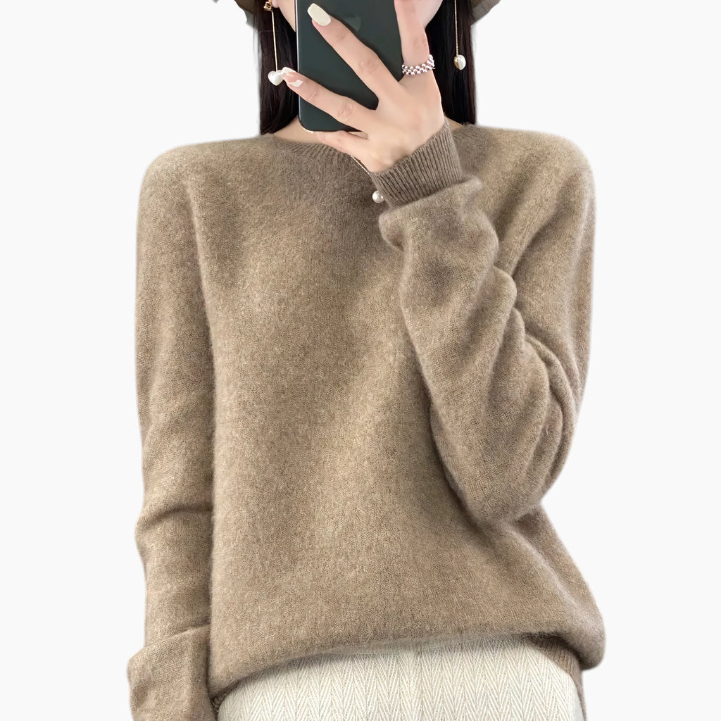 Dame Casual Sweater med Rund Hals