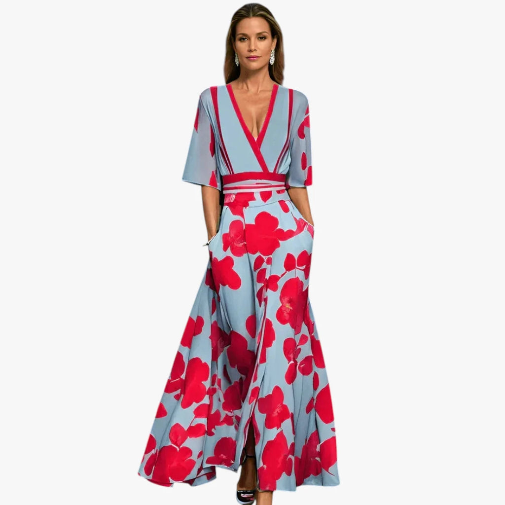 Dame Elegant Maxi Kjøle til Bryllup med Blomster