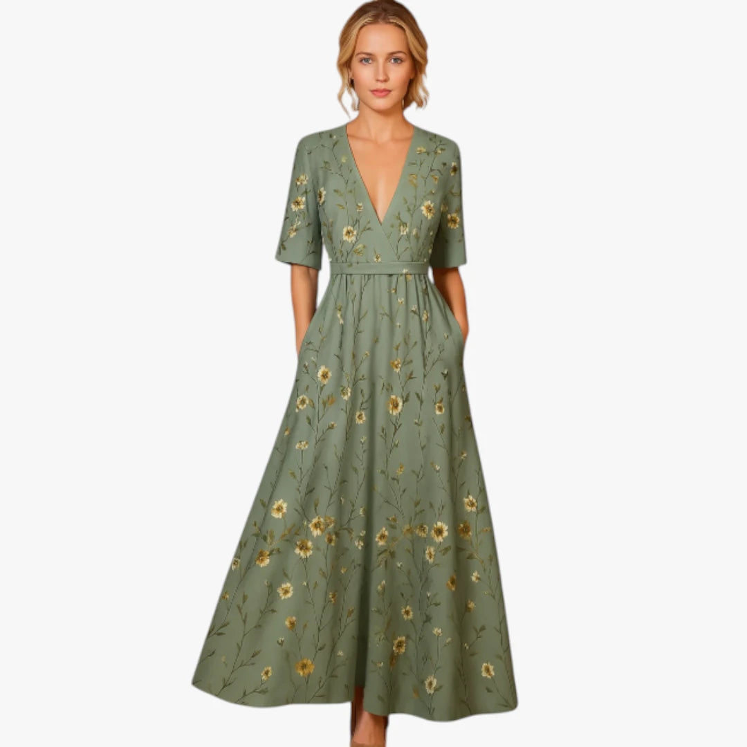 Dame Elegant Maxi Kjøle til Bryllup med Blomster