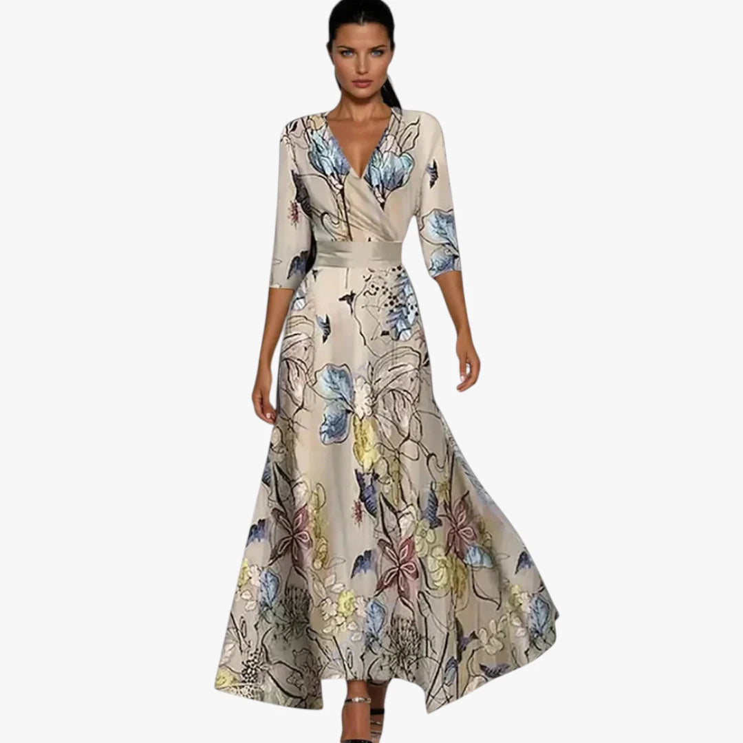 Dame Elegant Maxi Kjøle til Bryllup med Blomster