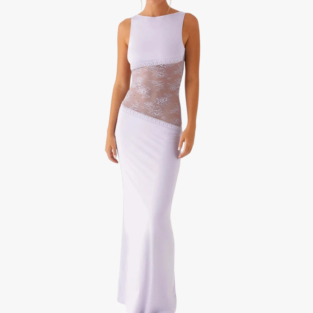 Dame Elegant Maxi Kjole til Bryllup med Blonder Detalje