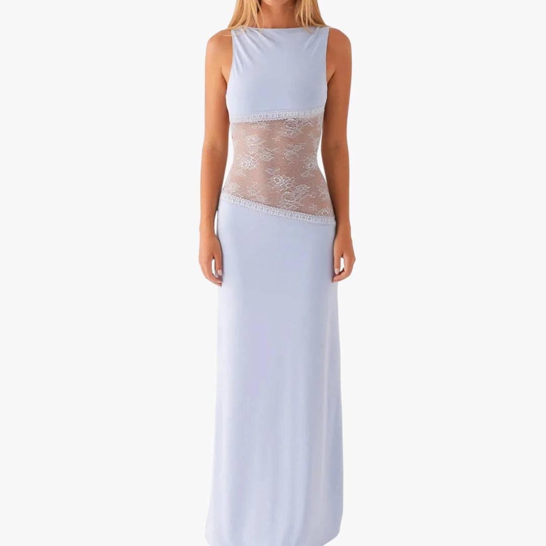 Dame Elegant Maxi Kjole til Bryllup med Blonder Detalje