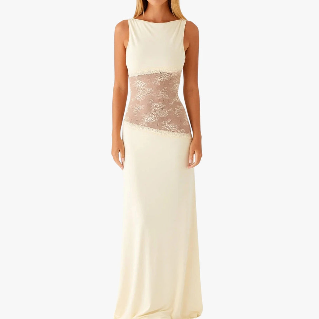 Dame Elegant Maxi Kjole til Bryllup med Blonder Detalje