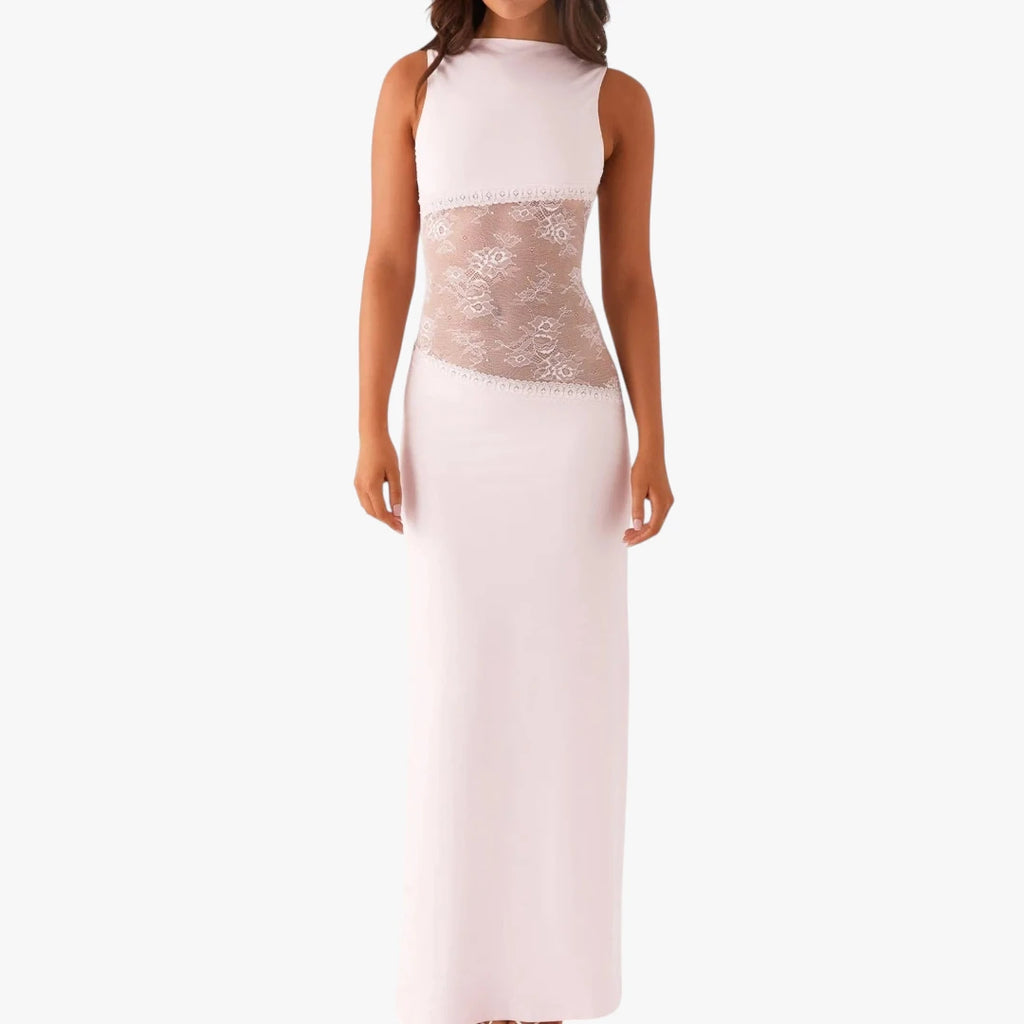 Dame Elegant Maxi Kjole til Bryllup med Blonder Detalje