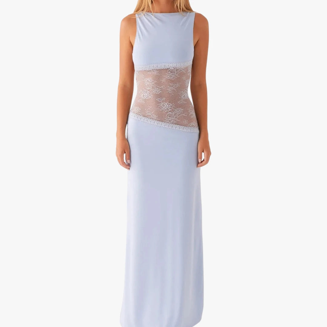 Dame Elegant Maxi Kjole til Bryllup med Blonder detalje