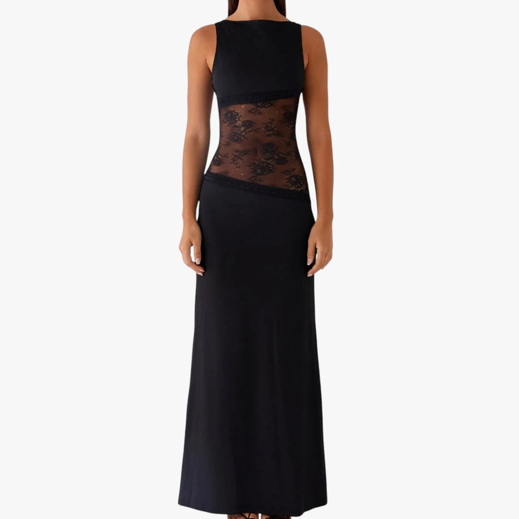 Dame Elegant Maxi Kjole til Bryllup med Blonder detalje
