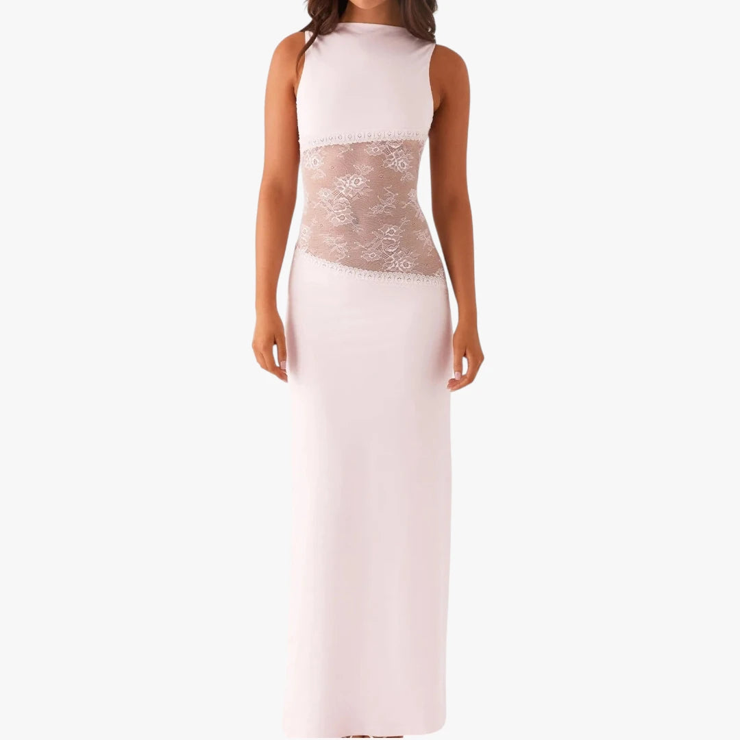 Dame Elegant Maxi Kjole til Bryllup med Blonder detalje