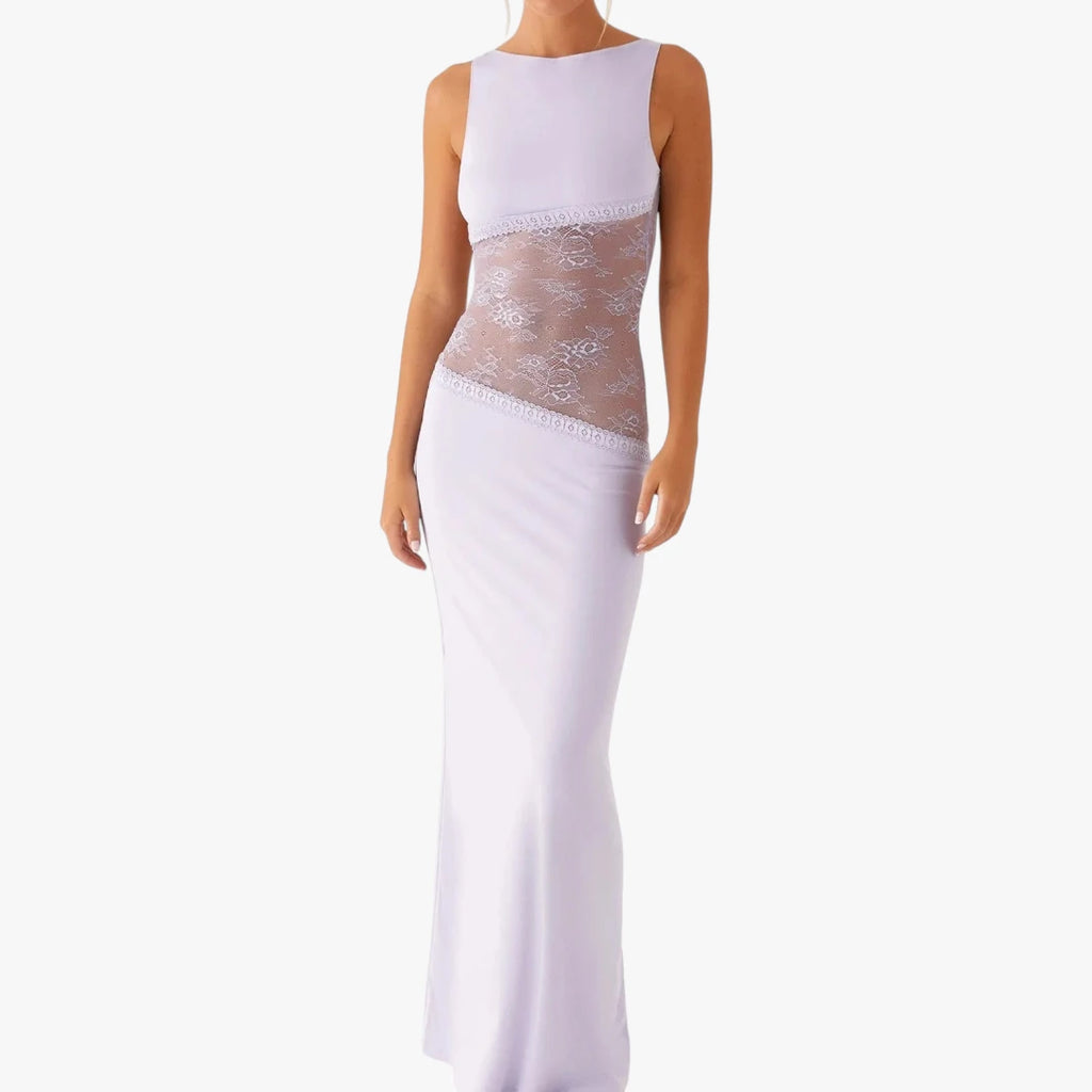 Dame Elegant Maxi Kjole til Bryllup med Blonder detalje