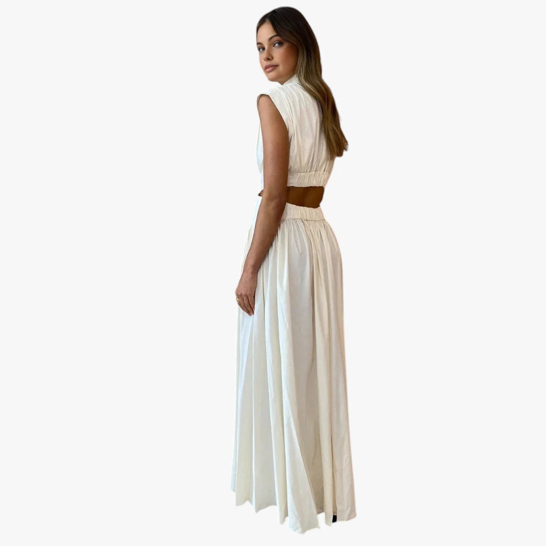 Dame Elegant Maxi Kjole til Bryllup med Cut Out