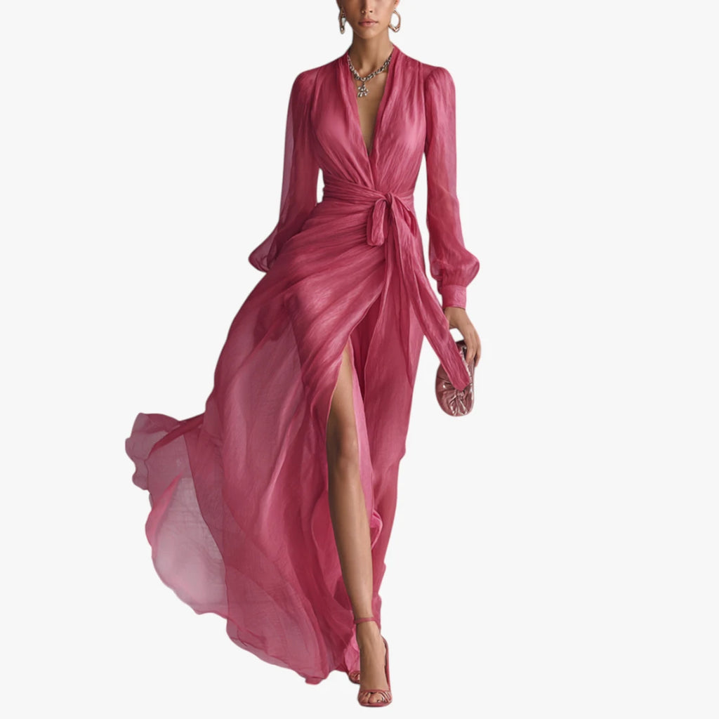 Dame Elegant Maxi Kjole til Bryllup med Lange Ærmer