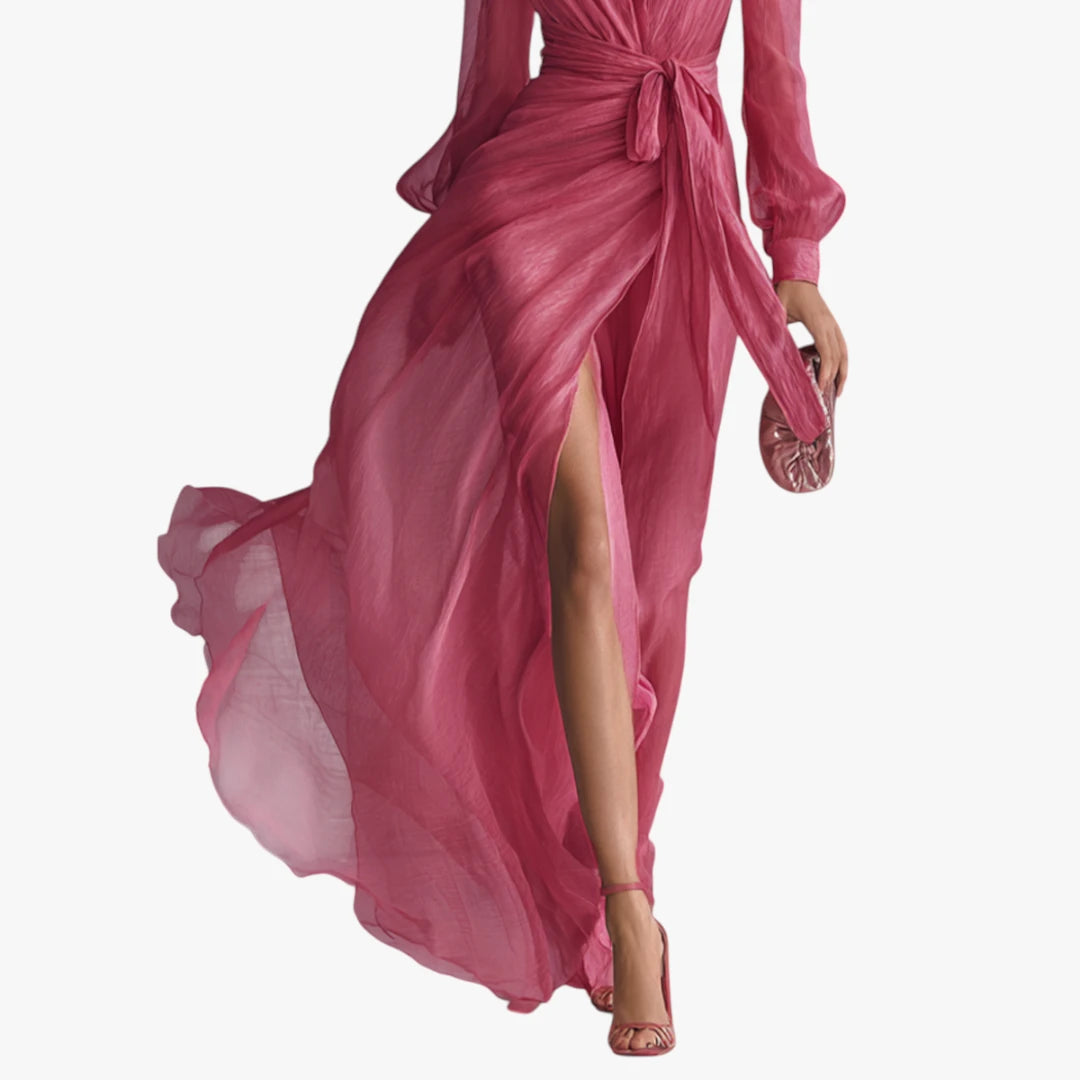 Dame Elegant Maxi Kjole til Bryllup med Lange Ærmer
