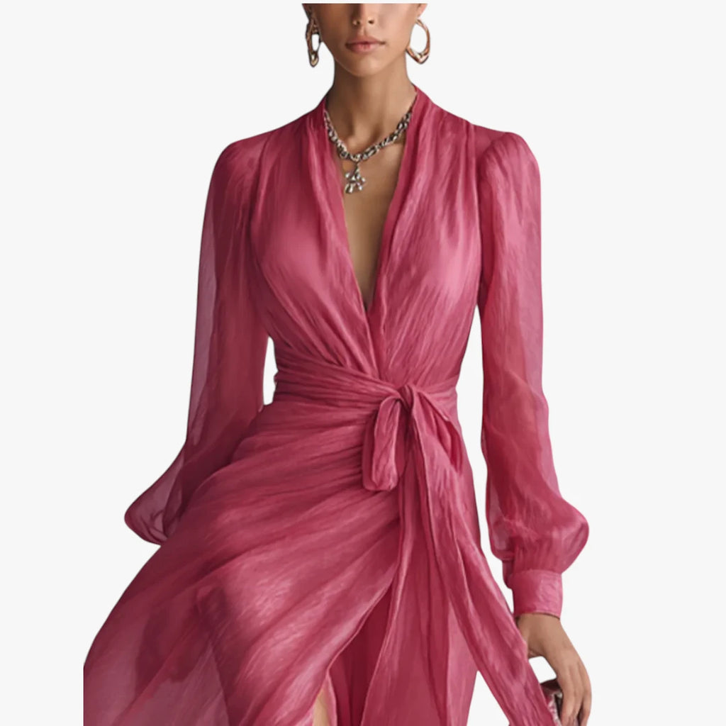 Dame Elegant Maxi Kjole til Bryllup med Lange Ærmer
